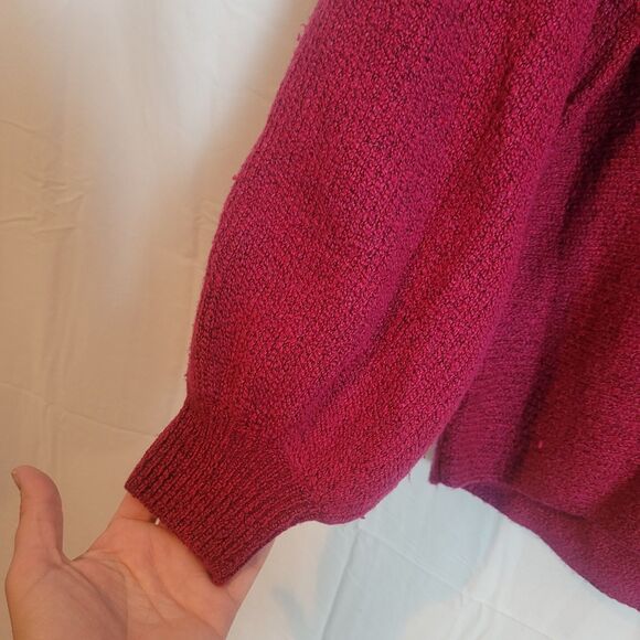 Vince Camuto NEW V Neck Balloon Sleeve Sweater Womens Small Berry Red Christmas - Picture 5 of 12